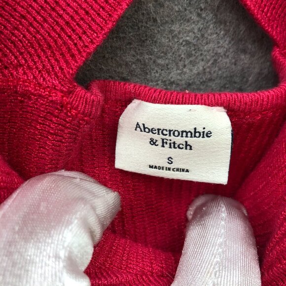 Abercrombie & Fitch Cropped Knit Cami Top Womens S Pink Ribbed Tank Cross Back - Picture 7 of 10